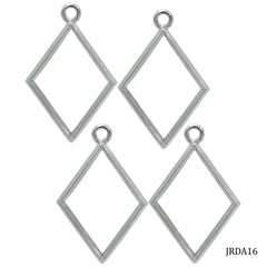 Diy Metal Imitation 4Pcs Silver Rhombus JRDA16