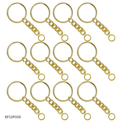 Key Chain Fitting Gold 12Pcs KF12PCGD