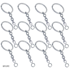 Key Chain Fitting Silver 12Pcs KF12PC