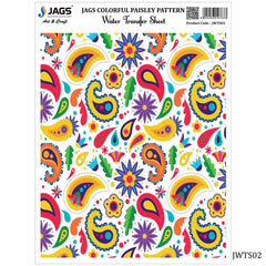 Jags Water Transfer Sheet Colorful Paisley JWTS02