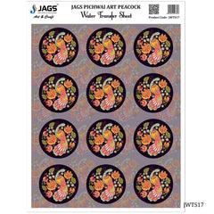 Jags Water Transfer Sheet Pichwai Art Peacock JWTS17
