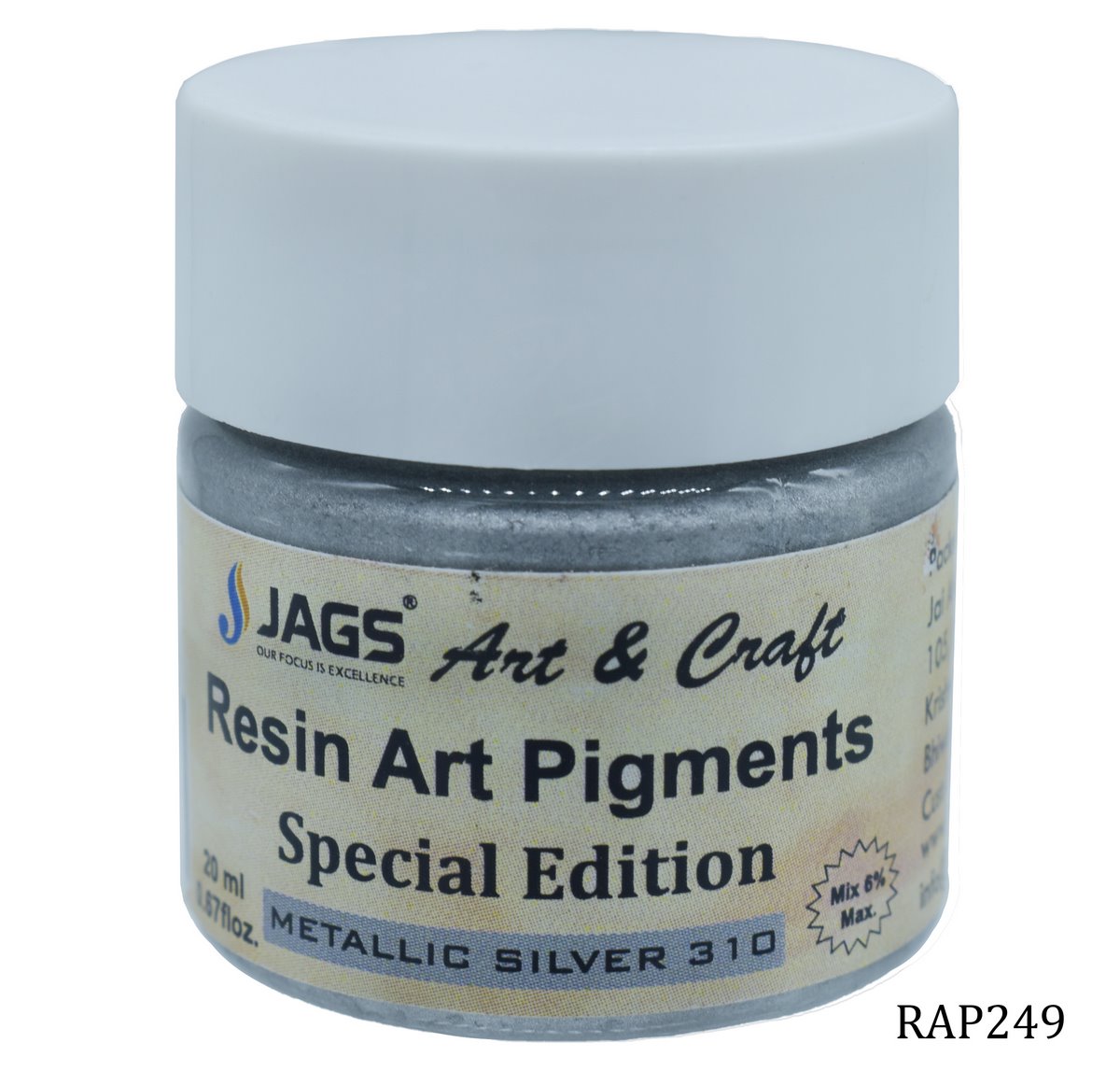 Resin Art Pigments 20ML Metallic Silver 310 RAP249