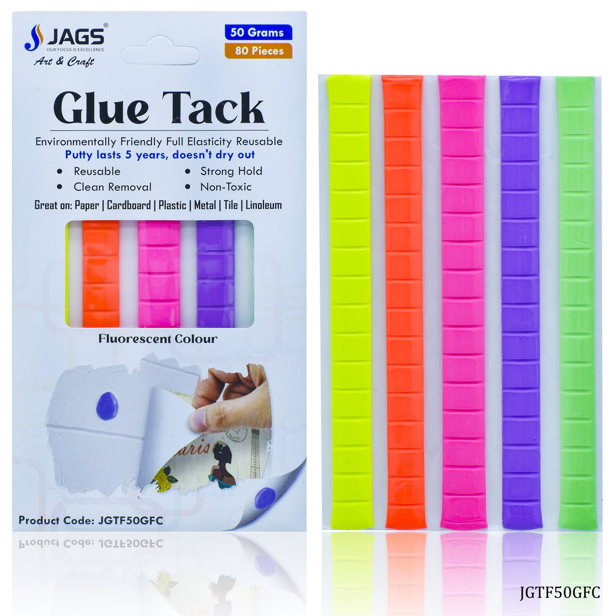 Jags Glue Tack 50Gms Fluorescent Colour JGTF50GFC