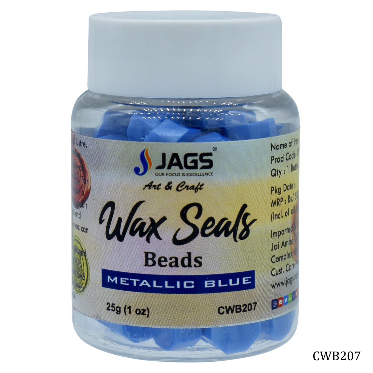 Craft Wax Seals Beads 25Gsm Metallic Blue CWB207