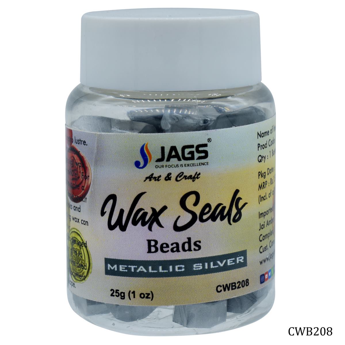 Craft Wax Seals Beads 25Gsm Metallic Silver CWB208