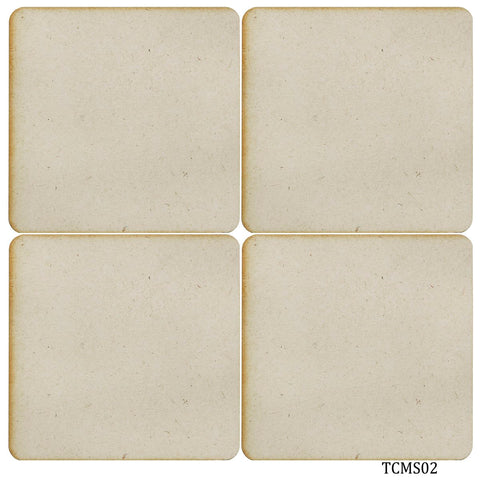 Tea Coaster MDF Square 3.9Inch 2MM 4Pcs Set TCMS02