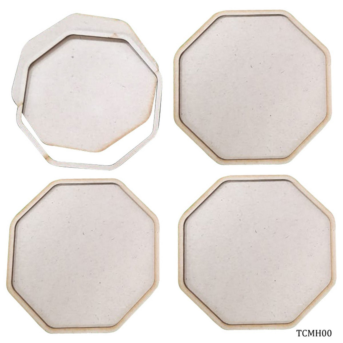Tea Coaster Whith Ring MDF Hexagon 4Inch 4Pcs Set TCMH00