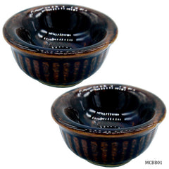 Miniature Ceramics Bowl Brown 2Pcs Set MCBB01