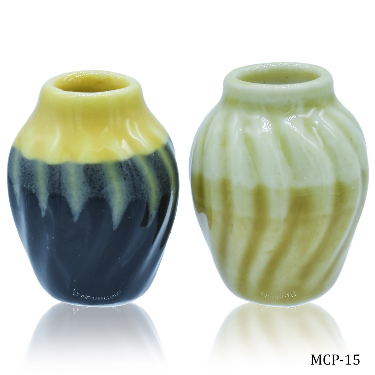 Miniature Ceramics Flower Pot 2 Pcs Set Mix Designs MCP-15