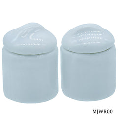 Miniature Ceramics Jar White Round 2 Pcs Set MJWR00
