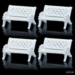 Miniature Model White Bench Set Of 4 Pics M GYYZ-M