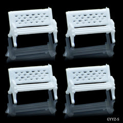 Miniature Model White Bench Set Of 4 Pics S GYYZ-S