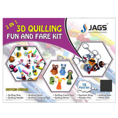 3D Quilling Fun And Fare Kit Quilling Strips Needle Dome Shiner Keychain Pins Glue And More