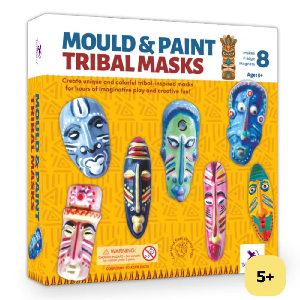 Fridge Magnet Making Kit, DIY Toys, Kids Activity for 5 Years & Above - Mould and Paint Tribal Masks
