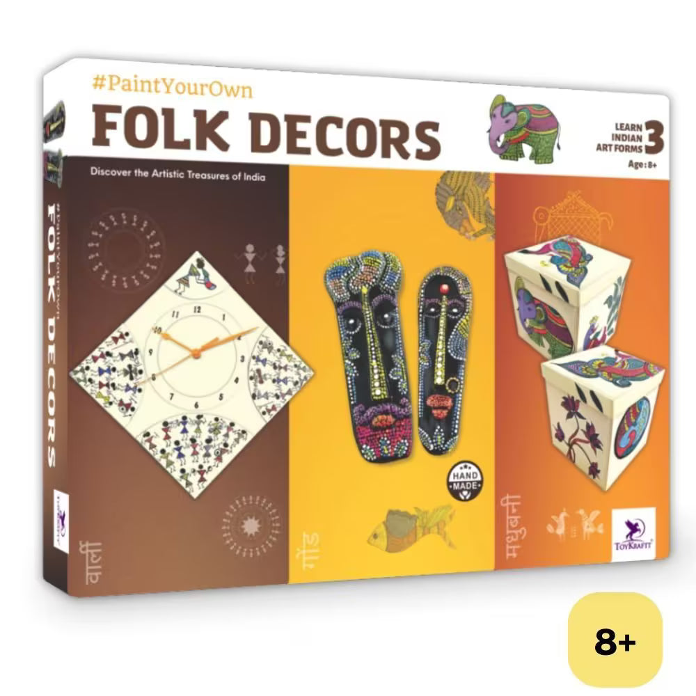 Art and Craft DIY Kit for Kids Ages 8-12, Learn 3 Indian Art Forms Madhubani, Warli and Gond, Gift for Kids, Indian Folk Art