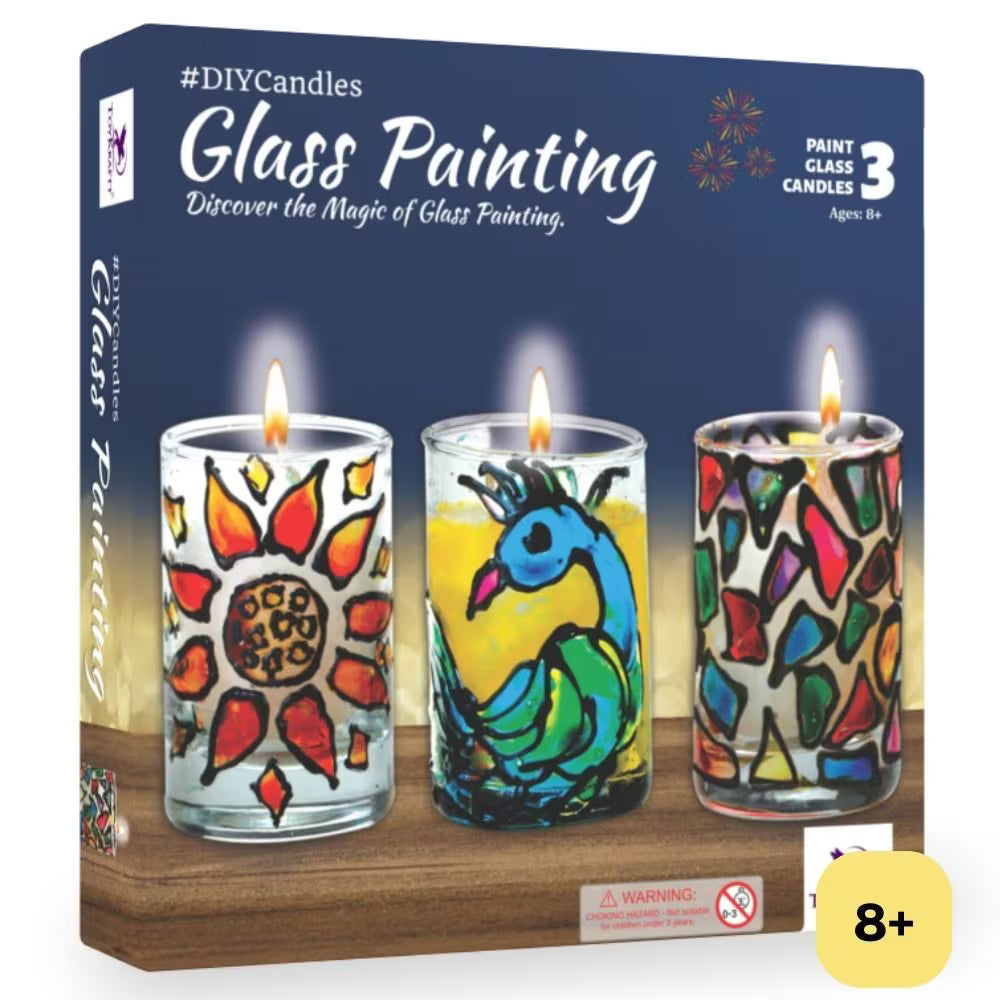 DIY Candle Making Kit for Kids Age 8 Years & Above - Glass Painting Candle Making