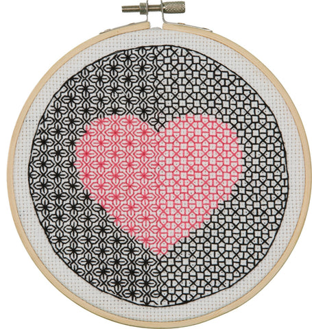 Anchor Essential Kit - Modern Blackwork Kit - Heart