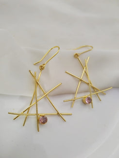 Handmade Gold tone geometric earrings
