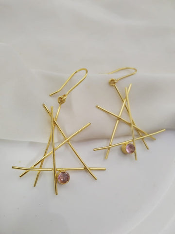 Handmade Gold tone geometric earrings