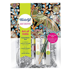 Fevicryl DIY Self Painting Art Kit With Pre-Designed Canvas Boards (8x10) | Kalamkari Art