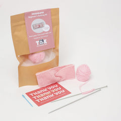 Beginner's Knitting Kit- Headband- Baby Pink